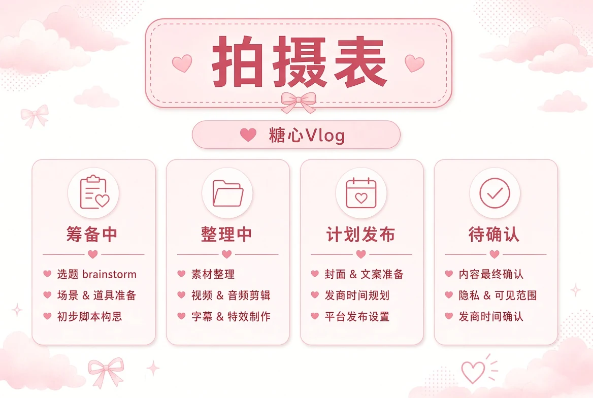 糖心Vlog拍摄表